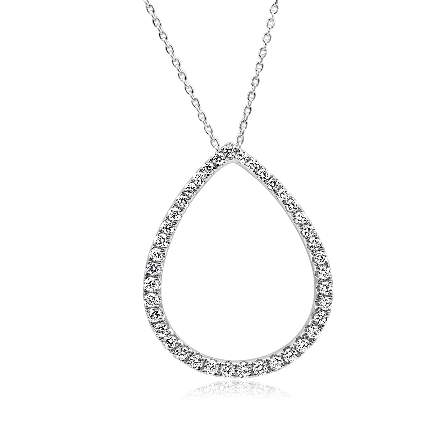 Tear Drop Necklace 14K White Gold & Natural White Diamond