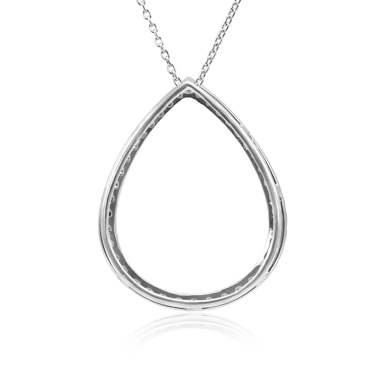 Tear Drop Necklace 14K White Gold & Natural White Diamond