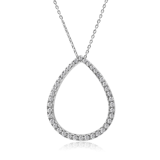 Tear Drop Necklace 14K White Gold & Natural White Diamond