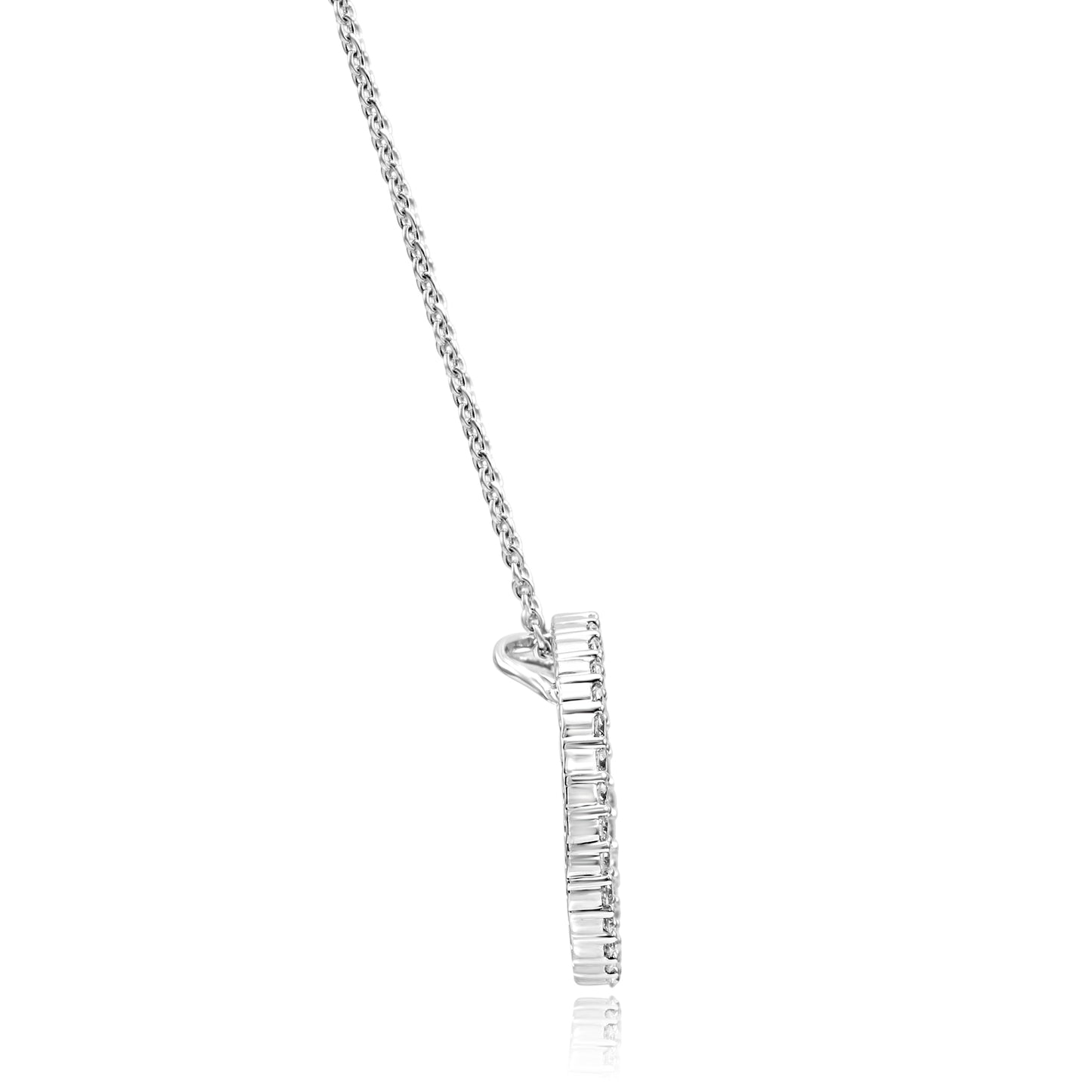 Circle Pendant Necklace 0.70 CT 14K White Gold