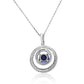 Tanzanite Round Necklace 14K White Gold & Natural White Diamond