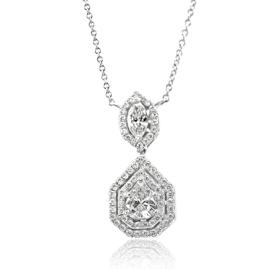 Pear Shaped Diamond Necklace 14K White Gold