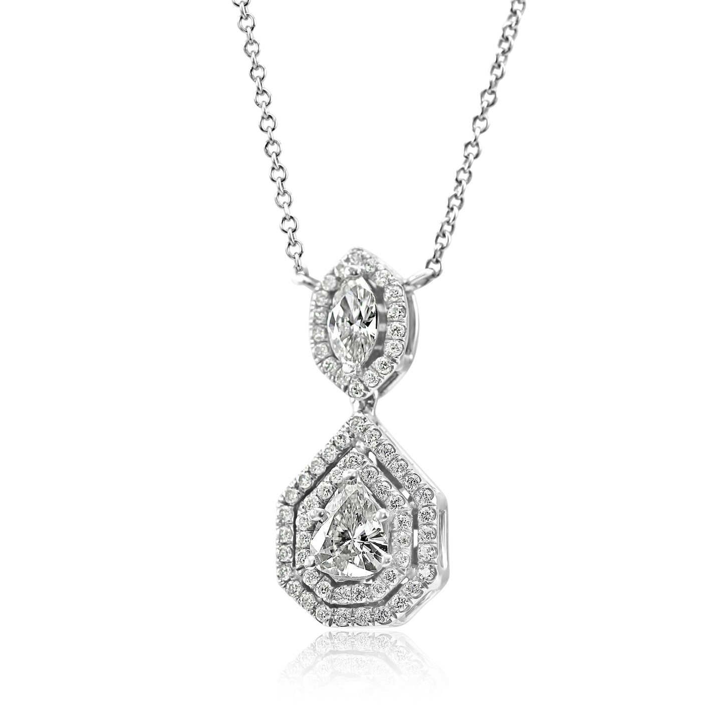 Pear Shaped Diamond Necklace 14K White Gold