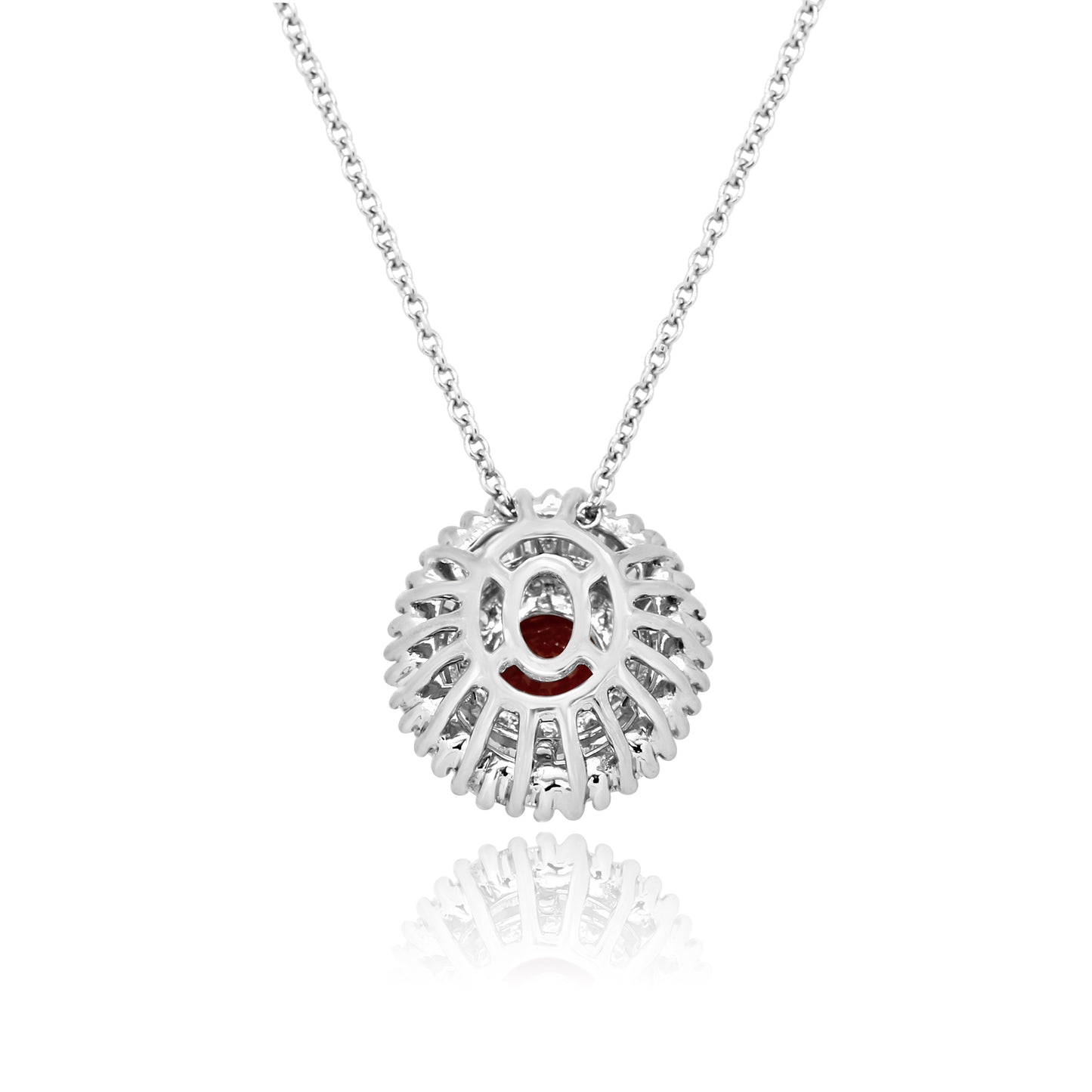 Ruby Diamond Necklace 14K White Gold