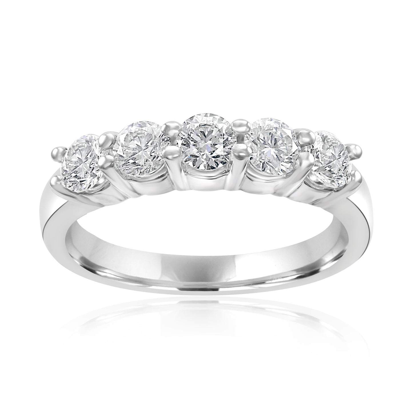 0.75 Carat Diamond 5 stone  Band 14K White Gold