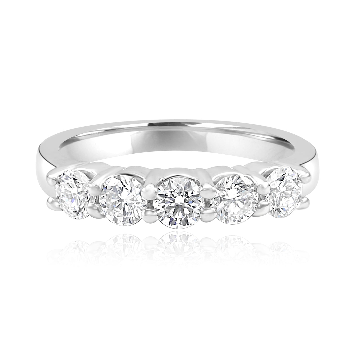 0.75 Carat Diamond 5 stone  Band 14K White Gold