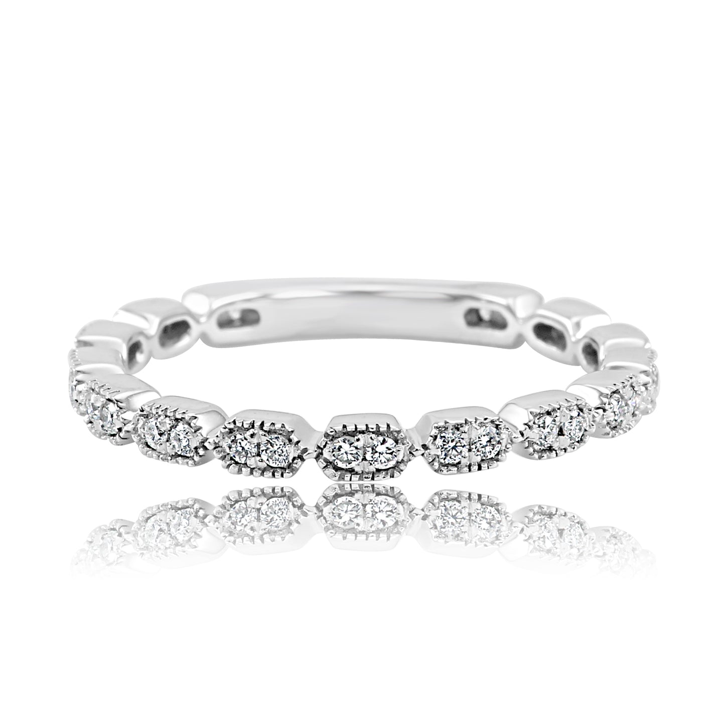 0.20 Carat Brilliant Cut Diamond Stackable Band 14K White Gold