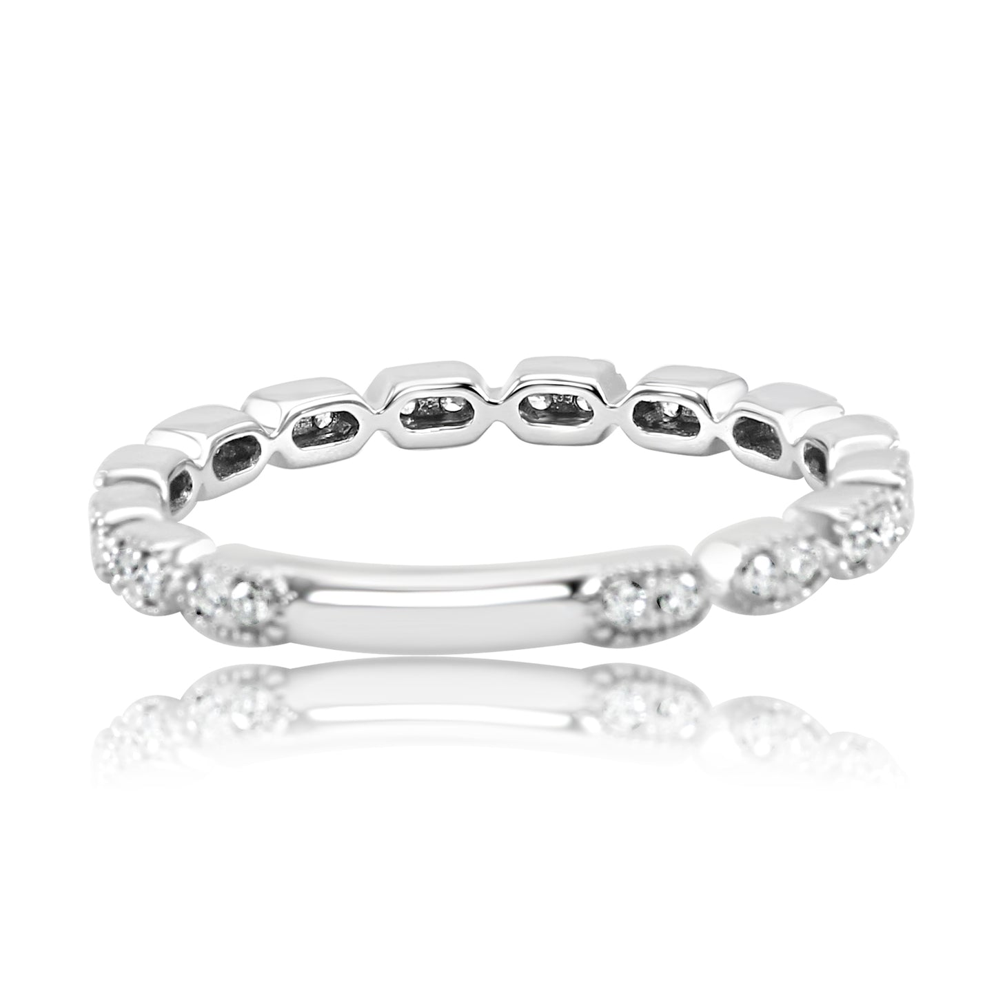 0.20 Carat Brilliant Cut Diamond Stackable Band 14K White Gold