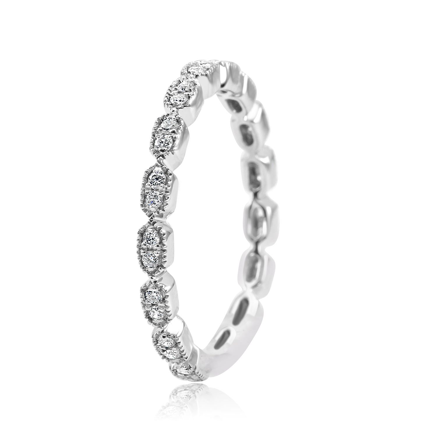 0.20 Carat Brilliant Cut Diamond Stackable Band 14K White Gold