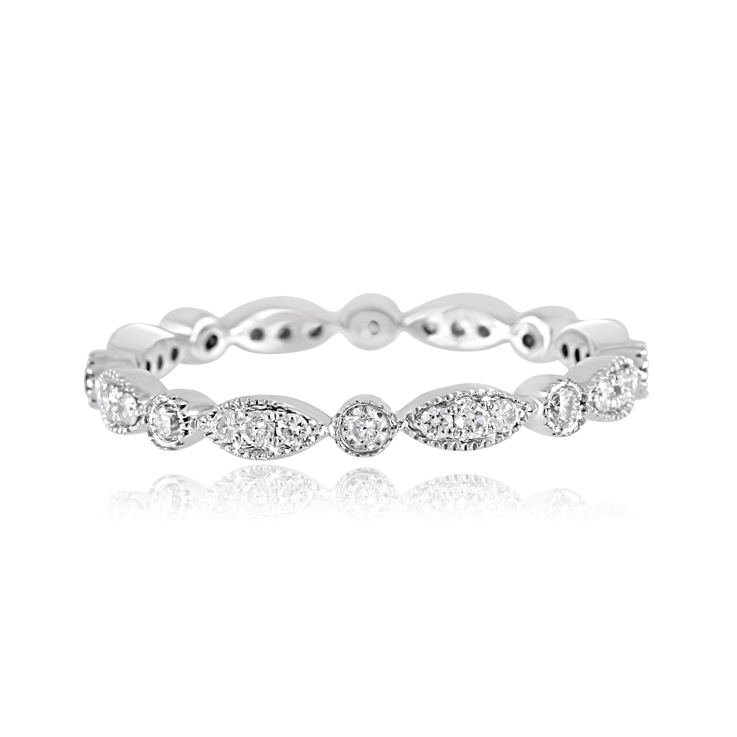 0.40 Carat Stackable Natural Diamond 14K White Gold Band