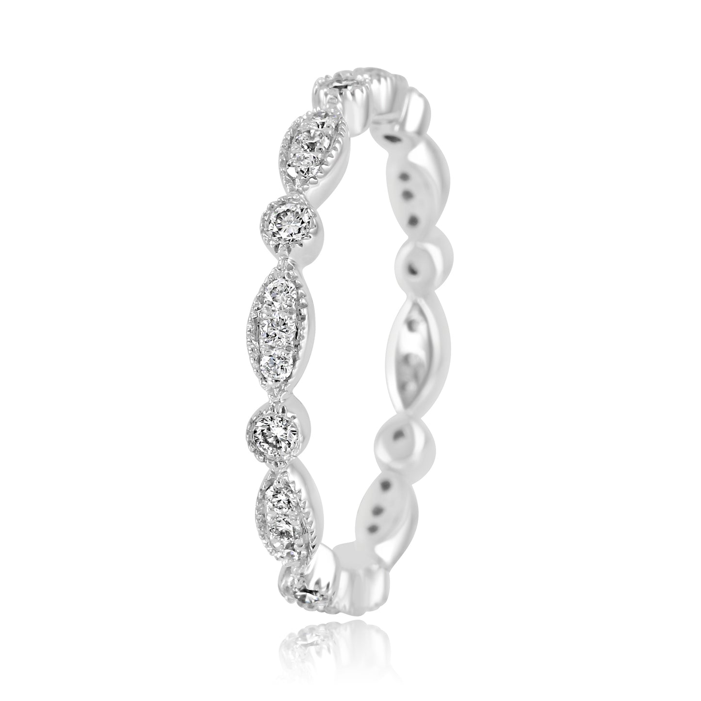 0.40 Carat Stackable Natural Diamond 14K White Gold Band