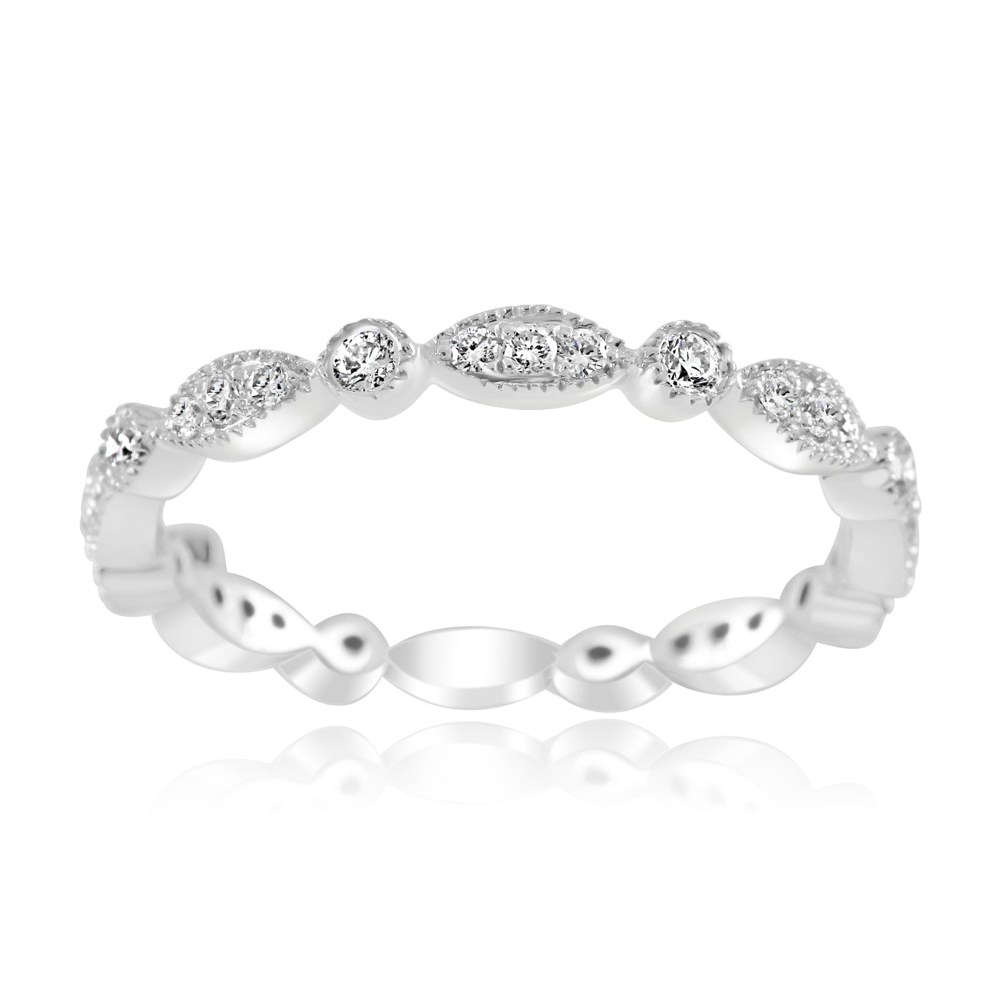 0.40 Carat Stackable Natural Diamond 14K White Gold Band