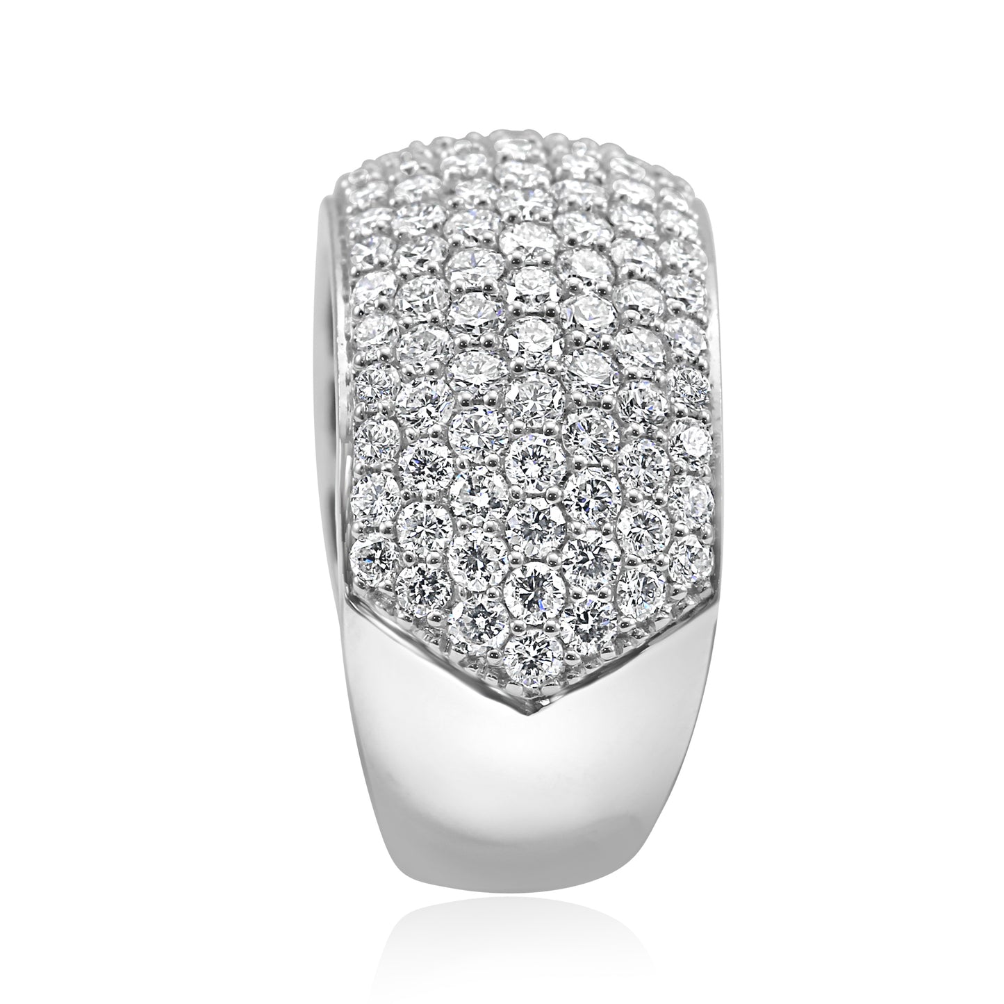 2.51 Carat 7 Rows of Diamond Band 18K White Gold