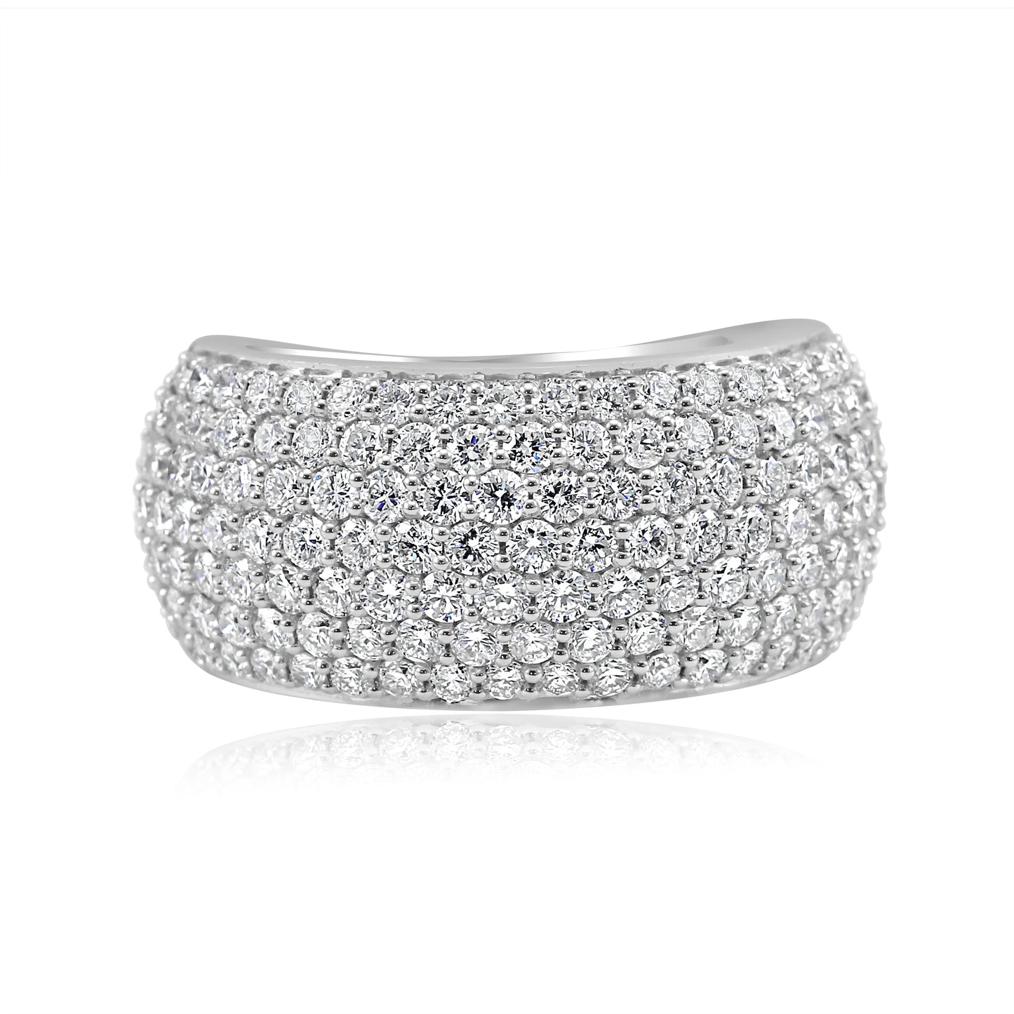 2.51 Carat 7 Rows of Diamond Band 18K White Gold