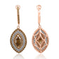 18K Rose Gold Dangling Earring With Champagne & White Natural Diamond 2.69 Carat