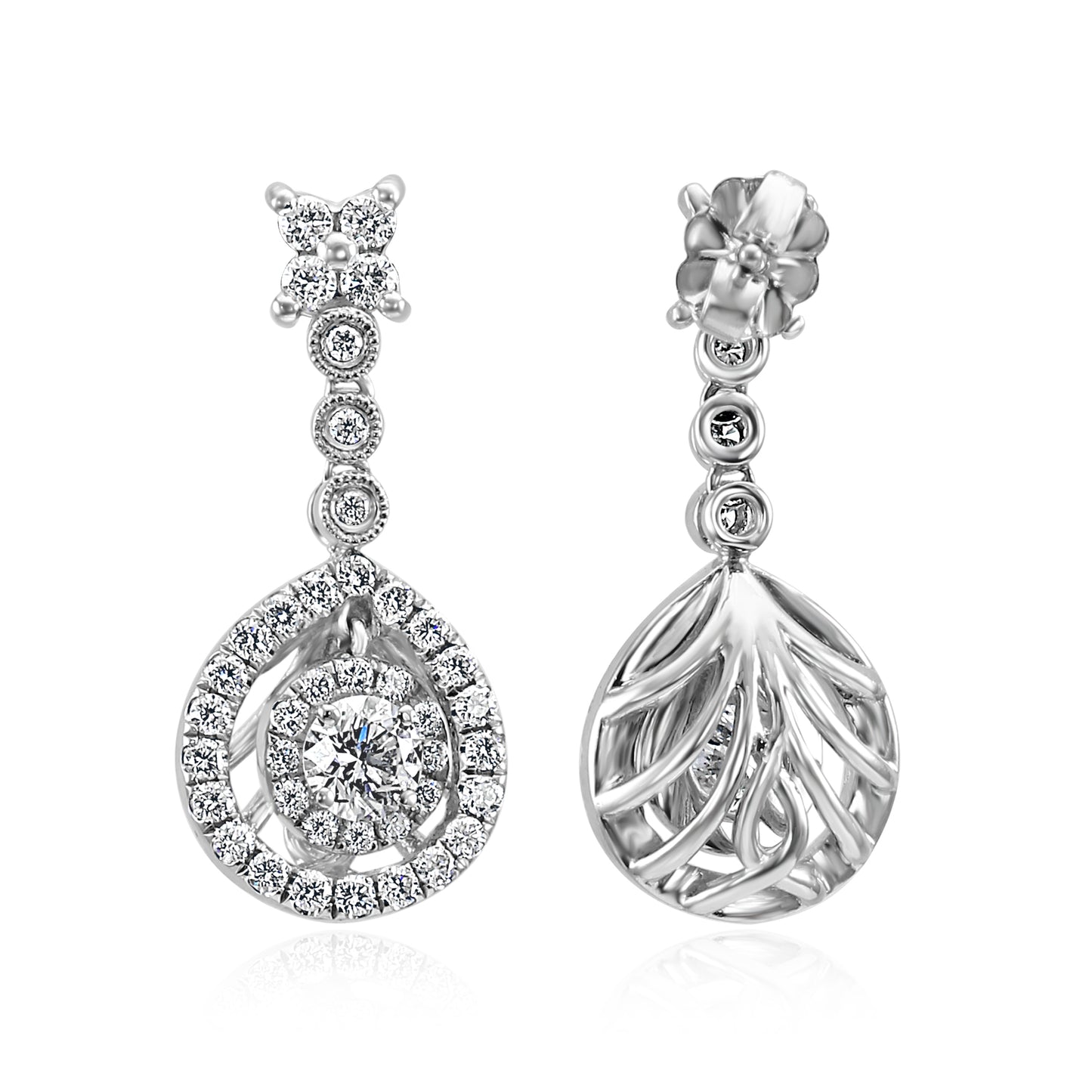 Dangling Earring 18K White Gold Natural Diamond 1.76 Carat