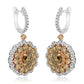 Dangling Earring 18K Rose & White Gold With Champagne & White Diamond 5.33 Carat