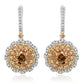 Dangling Earring 18K Rose & White Gold With Champagne & White Diamond 5.33 Carat